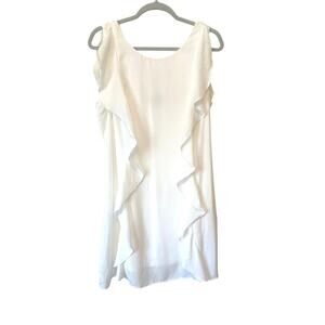 Lulus White Ruffle Shift Dress Size Large NEW Bridal, Baby Shower